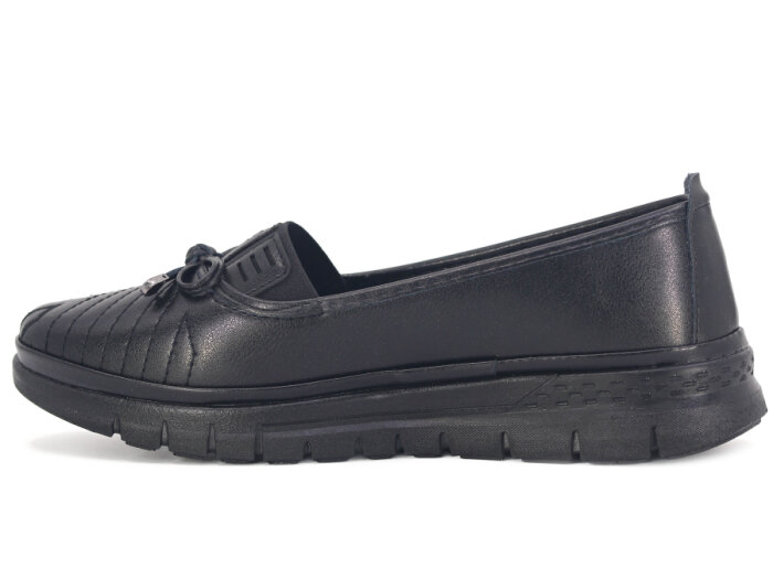 Wanetti Zenne 148 Atom Babet Poli Cilt Anne Ayakkabısı Siyah - 2