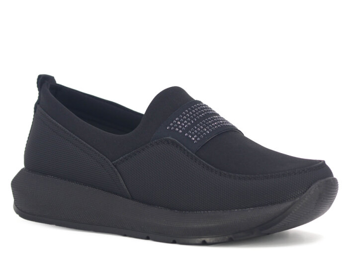 Wanetti Zenne 402 Spor Poli Kot Taşlı Anne Ayakkabısı Siyah - 1