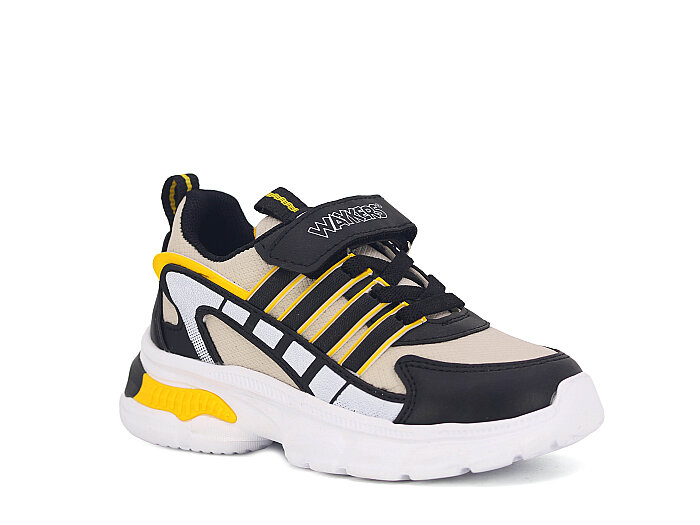 Waykers Patik 2502 Cilt Spor Ayakkabı Bej - Siyah - Sarı - 1