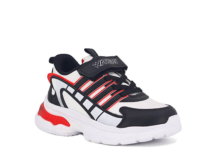 Waykers Patik 2502 Cilt Spor Ayakkabı Beyaz - Siyah - Kırmızı - Waykers
