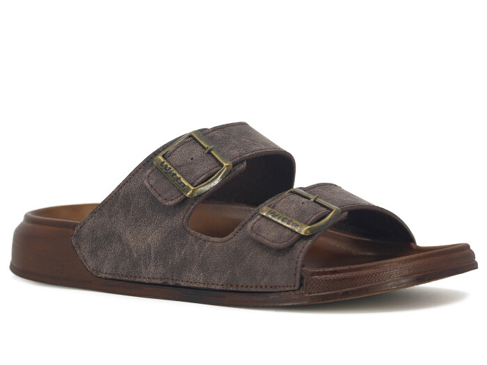 Witta Merdane 54201 Büyük Beden Çift Toka Comfort Kutulu Günlük Terlik Kahve - Witta