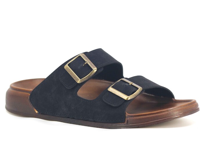 Witta Merdane 54201 Büyük Beden Çift Toka Comfort Kutulu Günlük Terlik Siyah - 1