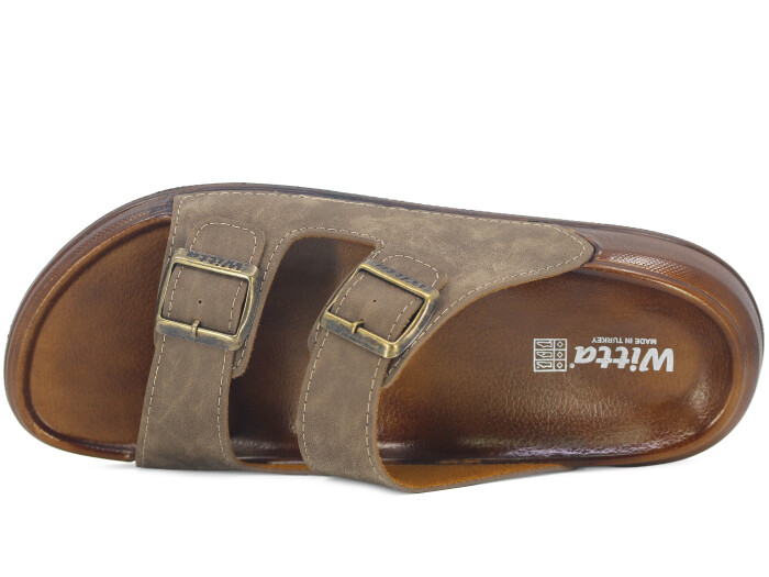 Witta Merdane 54201 Büyük Beden Çift Toka Comfort Kutulu Günlük Terlik Vizon - 2