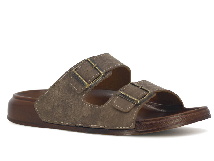 Witta Merdane 54201 Büyük Beden Çift Toka Comfort Kutulu Günlük Terlik Vizon - 1