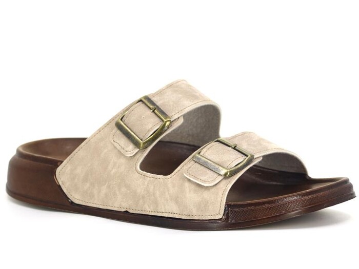 Witta Merdane 54201 Çift Toka Comfort Kutulu Günlük Terlik Bej - Witta