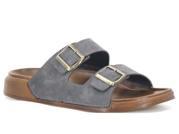 Witta Merdane 54201 Çift Toka Comfort Kutulu Günlük Terlik Gri - Witta