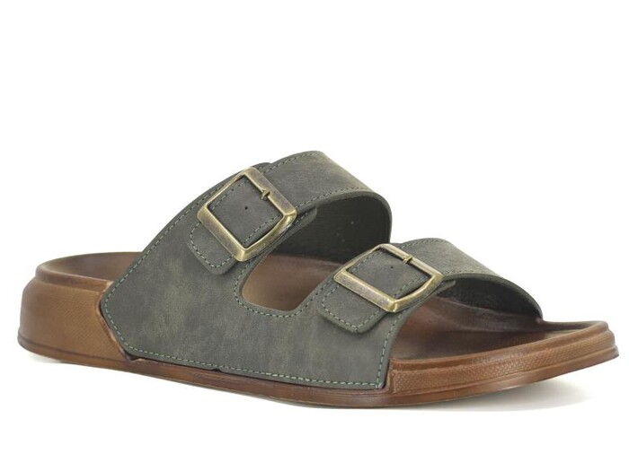 Witta Merdane 54201 Çift Toka Comfort Kutulu Günlük Terlik Haki - 1