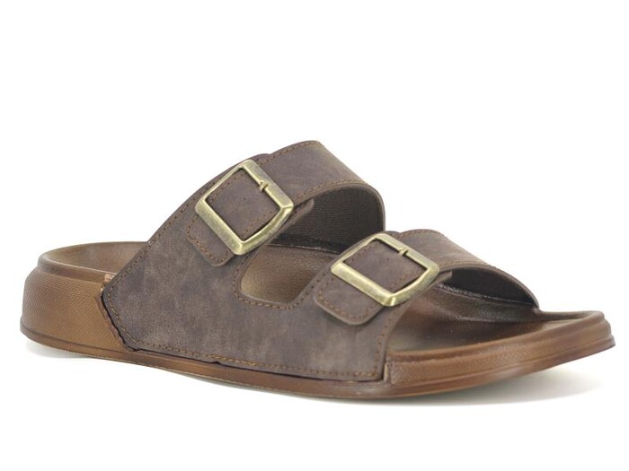Witta Merdane 54201 Çift Toka Comfort Kutulu Günlük Terlik Kahve 