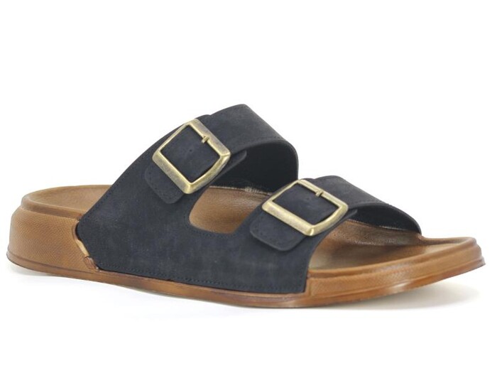 Witta Merdane 54201 Çift Toka Comfort Kutulu Günlük Terlik Siyah 