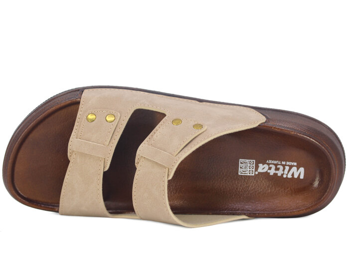 Witta Merdane 54209 Çift Toka Comfort Kutulu Günlük Terlik Bej - 2