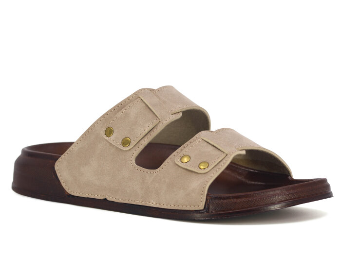 Witta Merdane 54209 Çift Toka Comfort Kutulu Günlük Terlik Bej - Witta