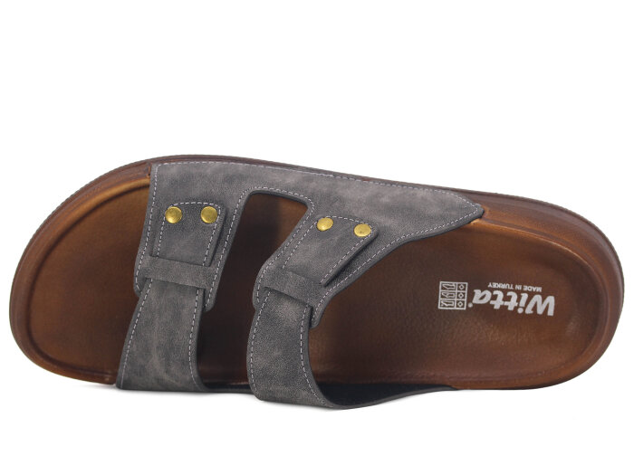 Witta Merdane 54209 Çift Toka Comfort Kutulu Günlük Terlik Gri - 2