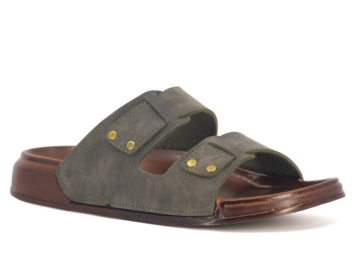 Witta Merdane 54209 Çift Toka Comfort Kutulu Günlük Terlik Haki - 1