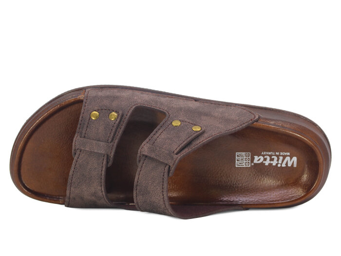 Witta Merdane 54209 Çift Toka Comfort Kutulu Günlük Terlik Kahve - 2