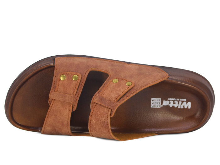 Witta Merdane 54209 Çift Toka Comfort Kutulu Günlük Terlik Taba - Witta (1)