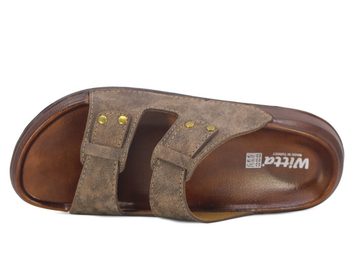Witta Merdane 54209 Çift Toka Comfort Kutulu Günlük Terlik Vizon - 2