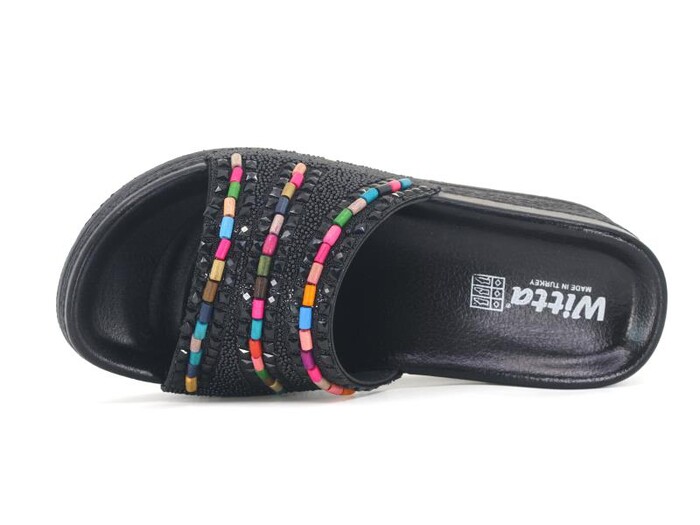 Witta Zenne 54322 Taşlı Yüksek Kutulu Günlük Terlik Siyah - 2