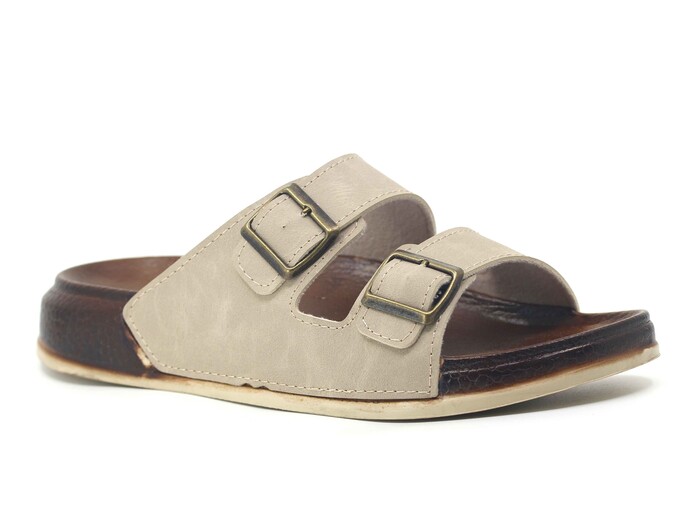 Witta Zenne 55201 Çift Toka Comfort Kutulu Günlük Terlik Bej