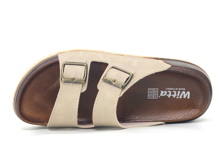 Witta Zenne 55201 Çift Toka Comfort Kutulu Günlük Terlik Bej