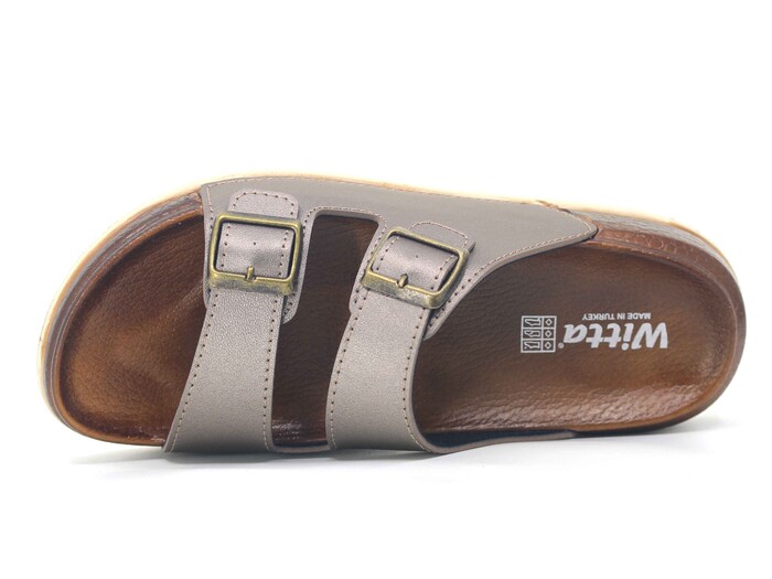 Witta Zenne 55201 Çift Toka Comfort Kutulu Günlük Terlik Platin