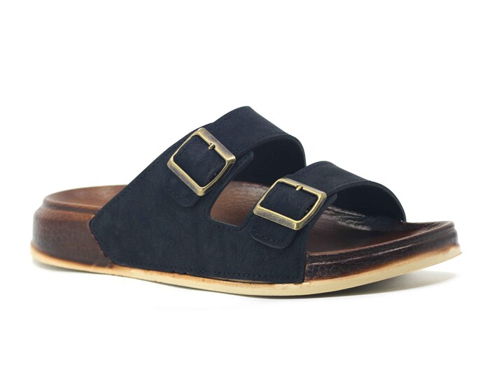 Witta Zenne 55201 Çift Toka Comfort Kutulu Günlük Terlik Siyah