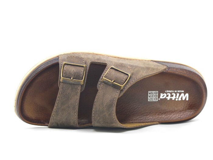 Witta Zenne 55201 Çift Toka Comfort Kutulu Günlük Terlik Vizon - 3