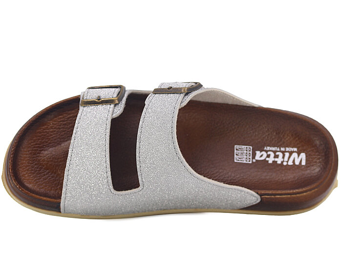 Witta Zenne 55206 Çift Toka Comfort Kutulu Günlük Terlik Gümüş - Witta (1)