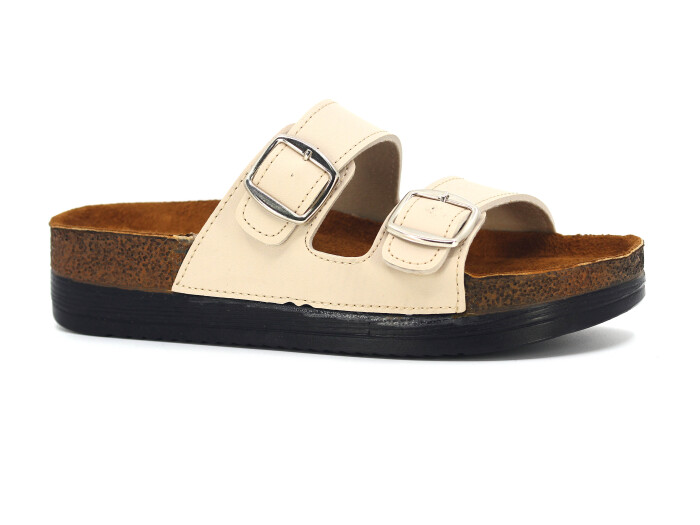 Witta Zenne 55304 Çift Toka Comfort Kutulu Günlük Terlik Bej 