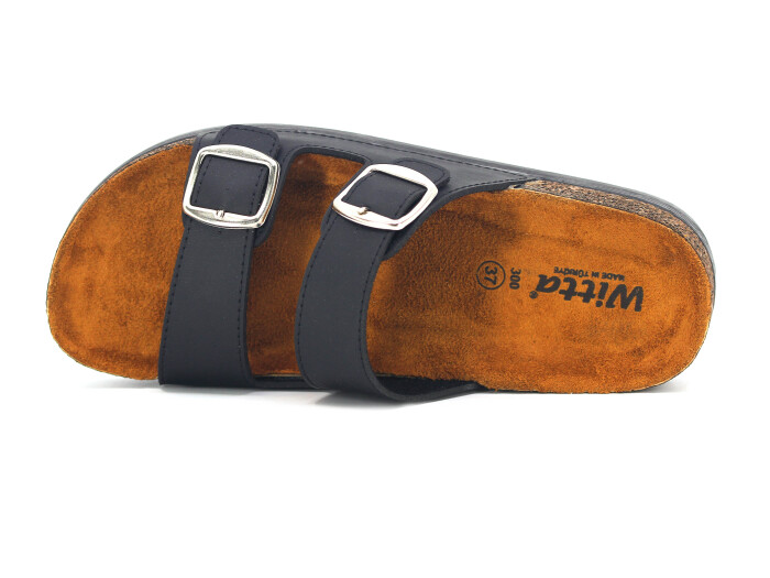 Witta Zenne 55304 Çift Toka Comfort Kutulu Günlük Terlik Siyah - 2