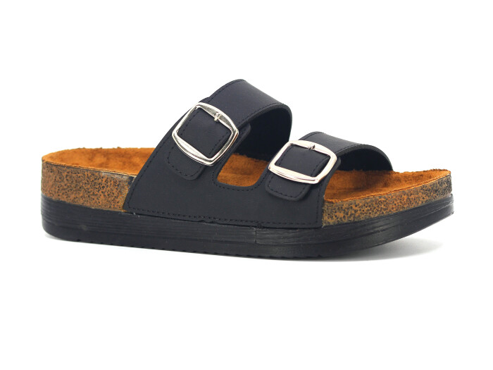 Witta Zenne 55304 Çift Toka Comfort Kutulu Günlük Terlik Siyah - Witta