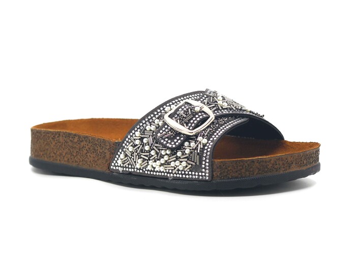 Witta Zenne 55403 Taşlı Tek Toka Günlük Terlik Platin - Witta