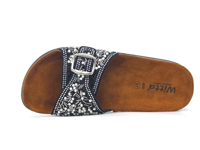 Witta Zenne 55403 Taşlı Tek Toka Günlük Terlik Siyah - Witta (1)