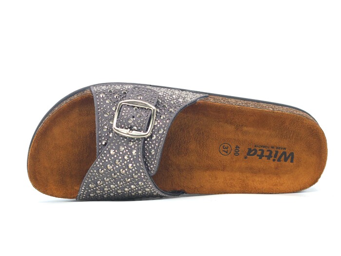 Witta Zenne 55404 Taşlı Tek Toka Kutulu Günlük Terlik Platin - 2