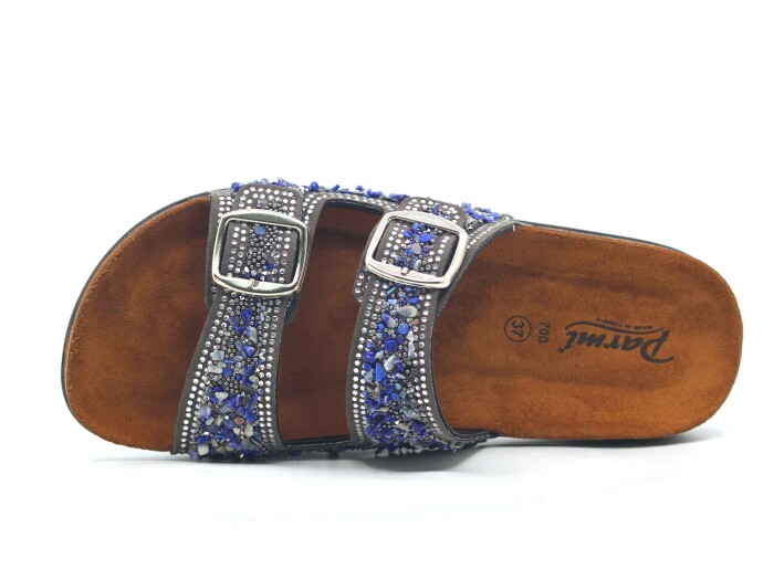 Witta Zenne 55702 Çift Toka Taşlı Kutulu Günlük Terlik Platin - Witta (1)