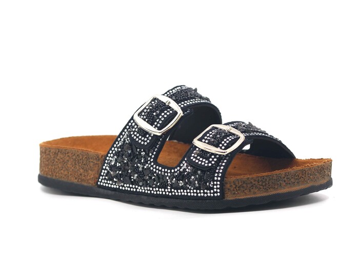 Witta Zenne 55702 Çift Toka Taşlı Kutulu Günlük Terlik Siyah - Witta