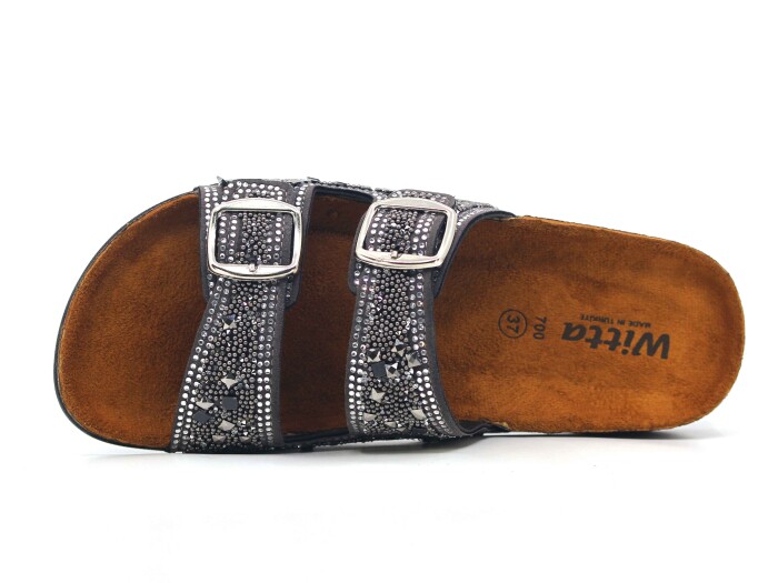 Witta Zenne 55704 Taşlı Çift Toka Günlük Terlik Platin - 2