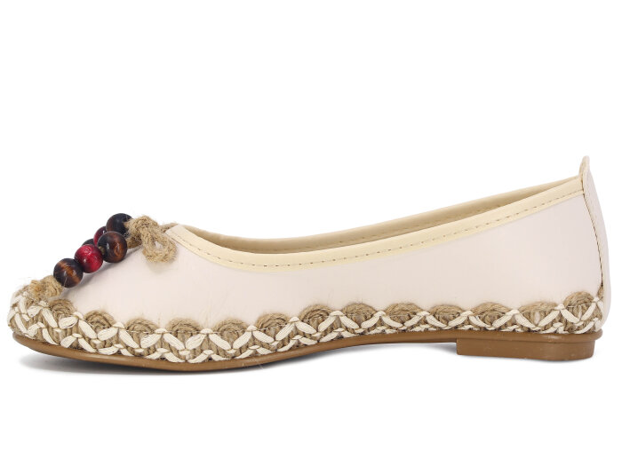 Yiğit Zenne Boncuk Babet Ayakkabı Krem - 2