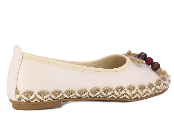 Yiğit Zenne Boncuk Babet Ayakkabı Krem - 3