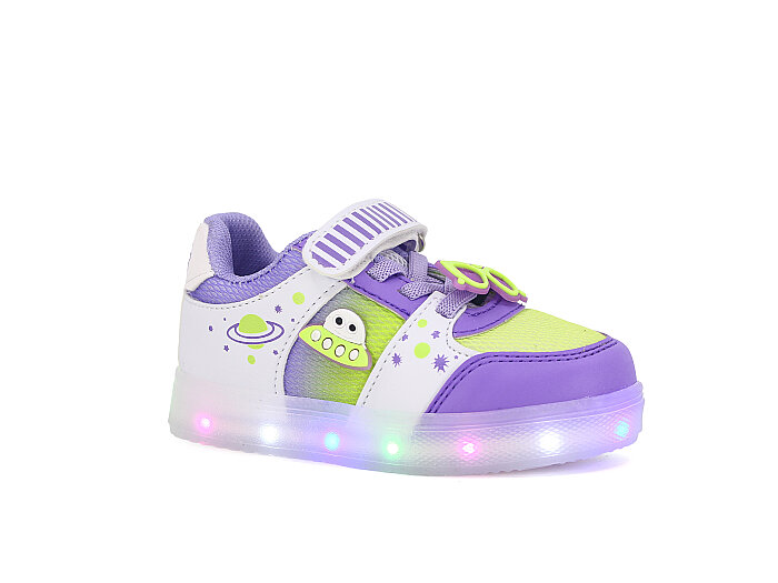 Yumix Bebe T03 Işıklı Anorak Spor Ayakkabı Beyaz - Lila - 1