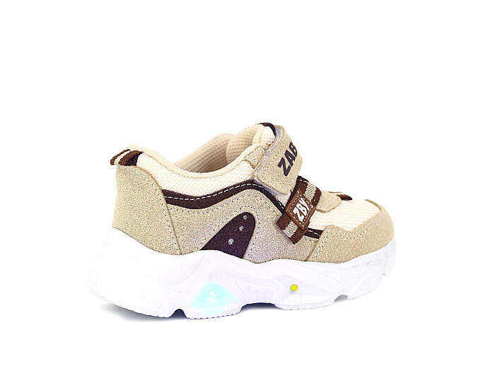 Zaby Bebe 6001 Cırtlı Işıklı Spor Ayakkabı Bej - Kahve - 3