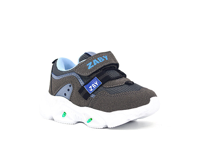 Zaby Bebe 6001 Cırtlı Işıklı Spor Ayakkabı Füme - Zaby