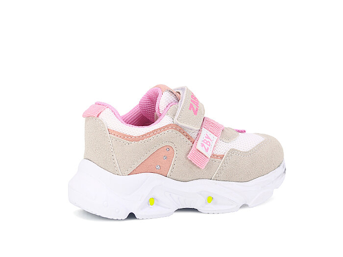 Zaby Bebe 6001 Cırtlı Işıklı Spor Ayakkabı Gri - Pembe - 3