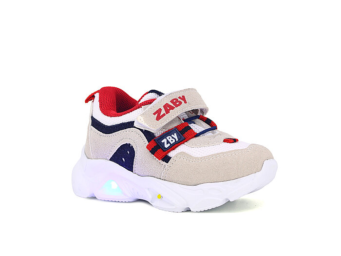Zaby Bebe 6001 Cırtlı Işıklı Spor Ayakkabı Gri - Zaby
