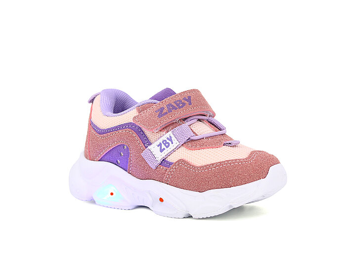 Zaby Bebe 6001 Cırtlı Işıklı Spor Ayakkabı Pudra - Zaby
