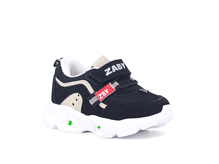 Zaby Bebe 6001 Cırtlı Işıklı Spor Ayakkabı Siyah - Zaby