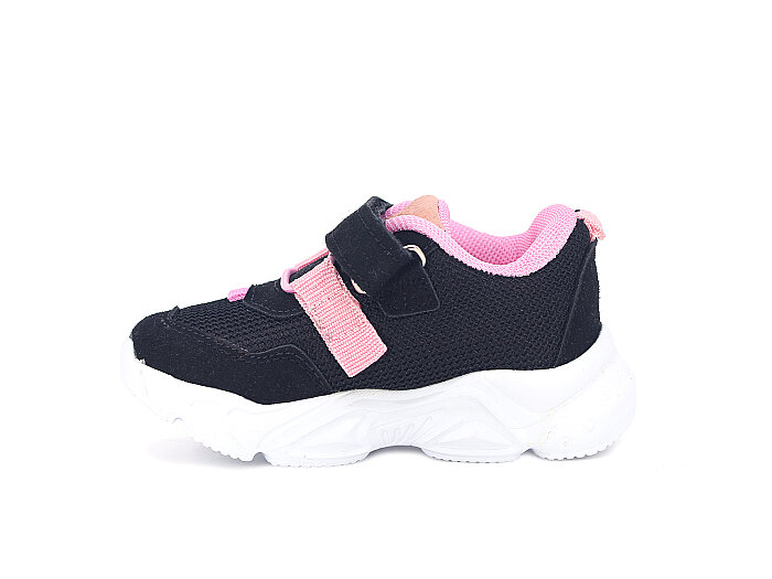 Zaby Bebe 6001 Cırtlı Işıklı Spor Ayakkabı Siyah - Pembe - Zaby (1)