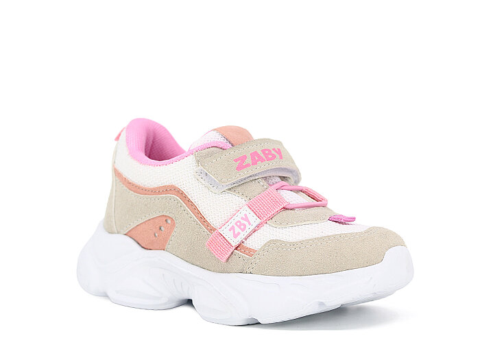 Zaby Patik 6001 Cırtlı Spor Ayakkabı Gri - Pembe - 1
