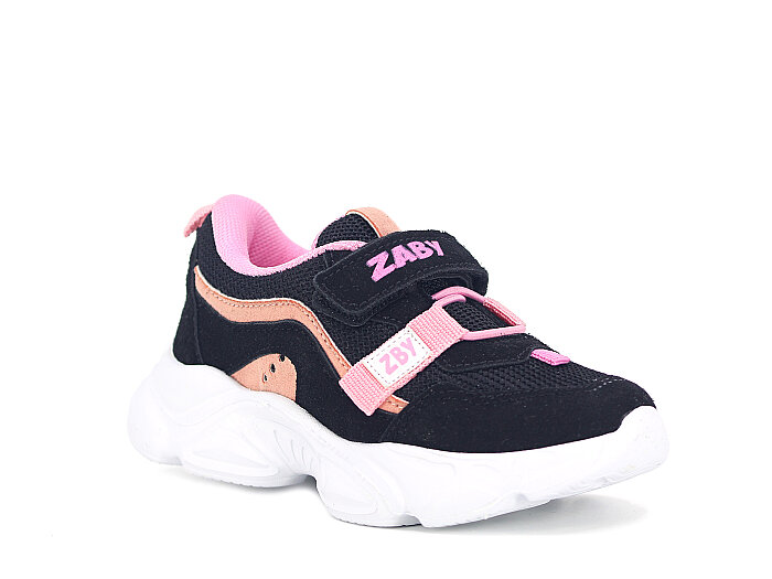Zaby Patik 6001 Cırtlı Spor Ayakkabı Siyah - Pembe - 1