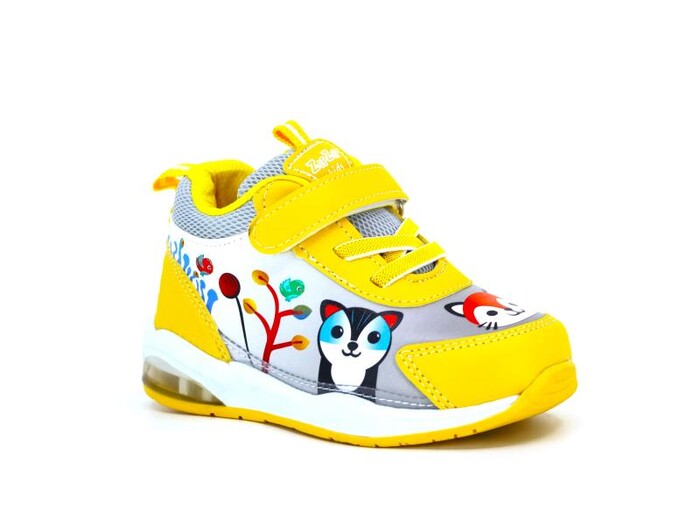 Zıpzıp Bebe 055 Resimli Cilt Işıklı Spor Ayakkabı Sarı - Buz - 1