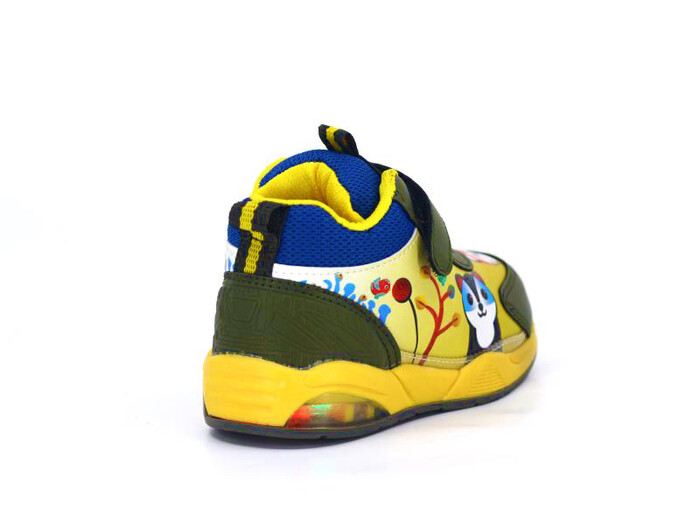 Zıpzıp Bebe 055 Resimli Cilt Işıklı Spor Ayakkabı Haki - Sarı - 3